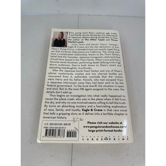 Eagle & Crane Novel by Suzanne Rindell Paperback Large Print - Picture 2 of 4